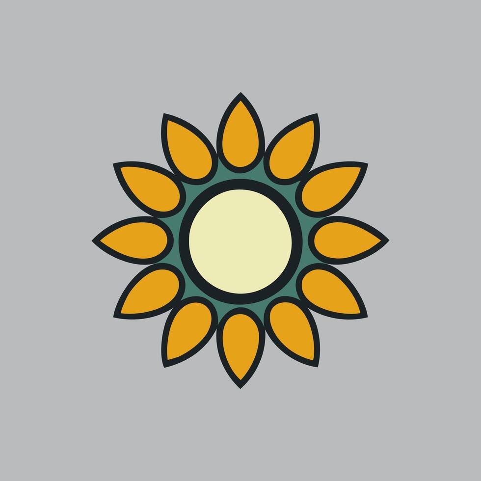 Sunflower icon on grey background. illustration. vector