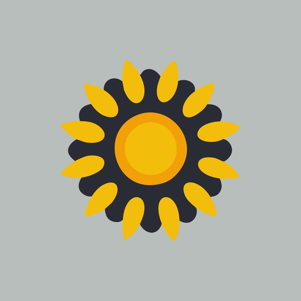 girasol icono en plano mínimo estilo, Arte vector