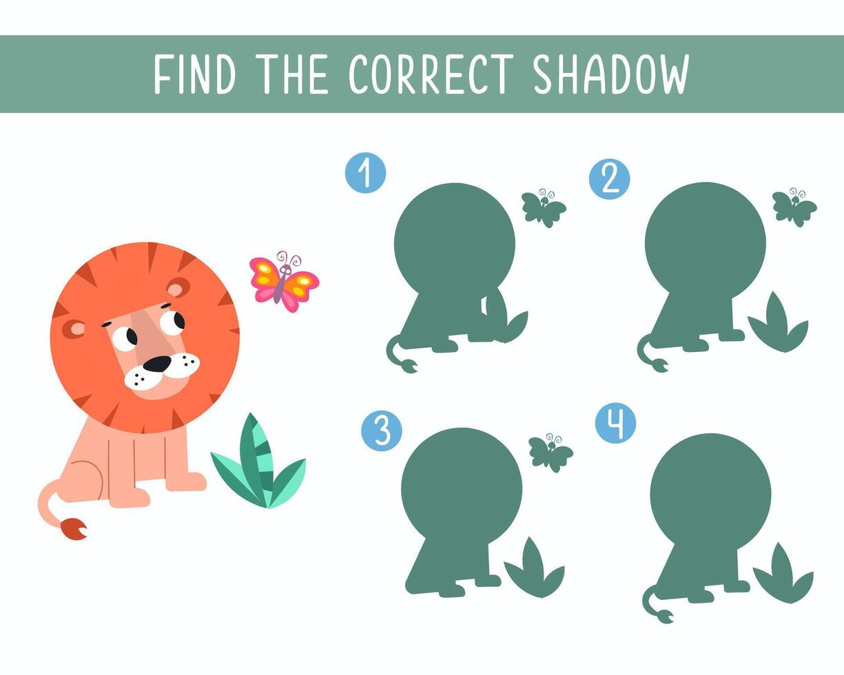 Find the right shadow. Puzzle Game for children. Cute animal on white background. Transport and animals. illustration. vector