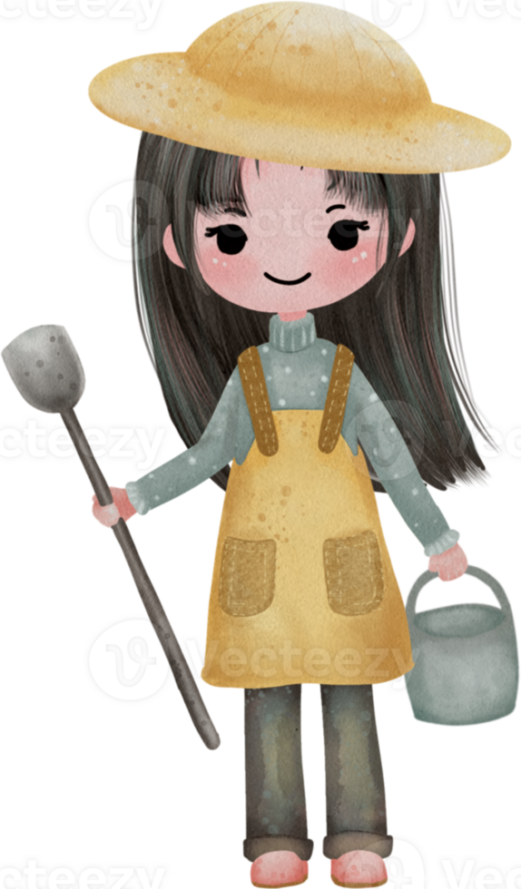 Cute girl and her hobbies png