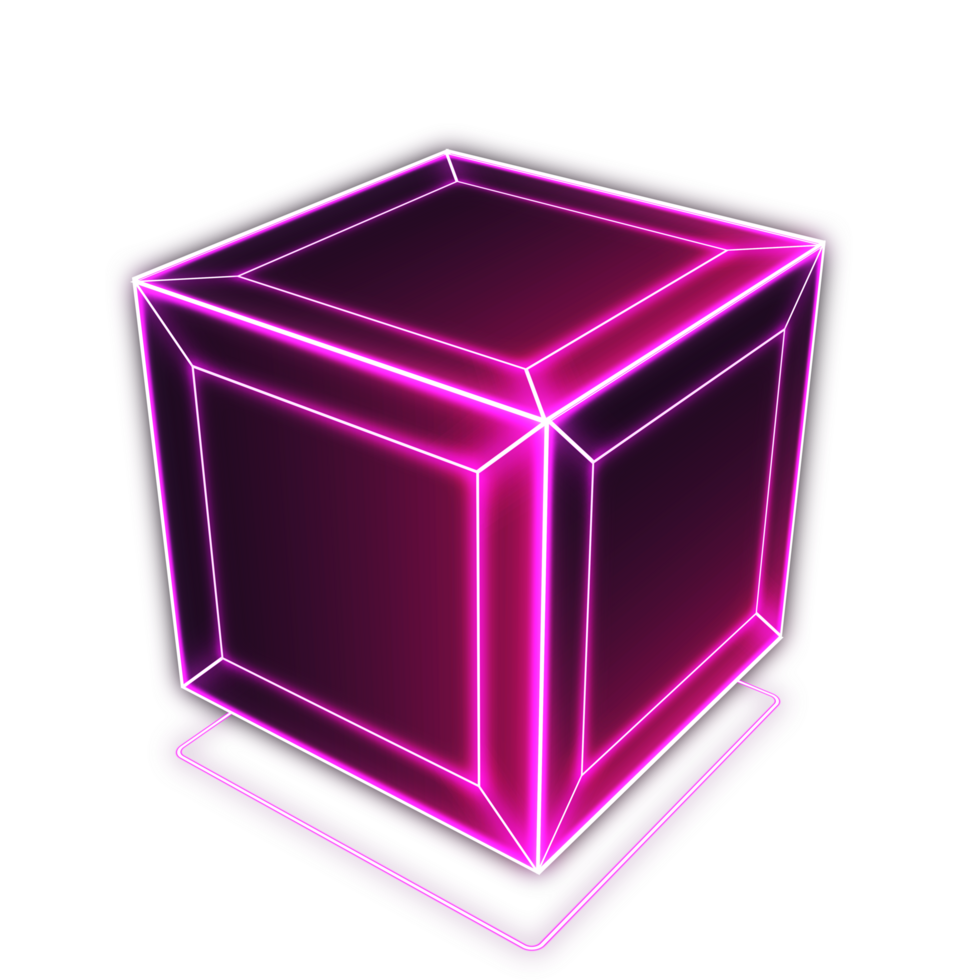 Box neon 3d style retro 80s-90s futuristic. png