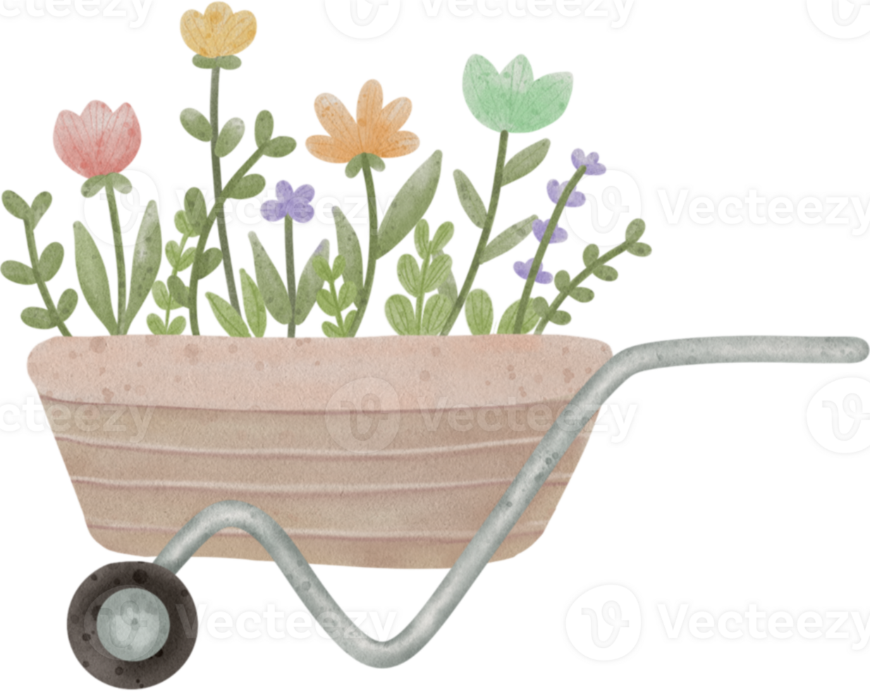 Cute rabbit and her Easter eggs png