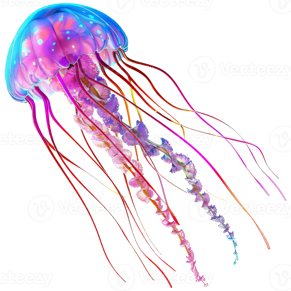 Beautiful bright colored jellyfish, on a transparent background png