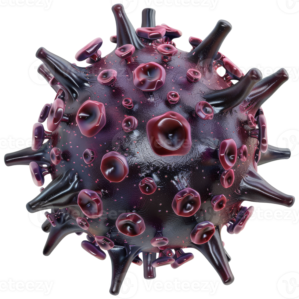 Dangerous pandemic virus, virus from myocroscope, on transparent background png