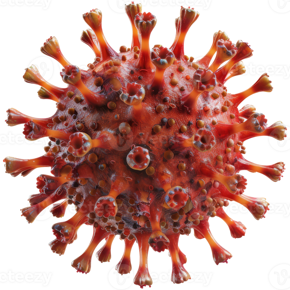 Dangerous pandemic virus, virus from myocroscope, on transparent background png