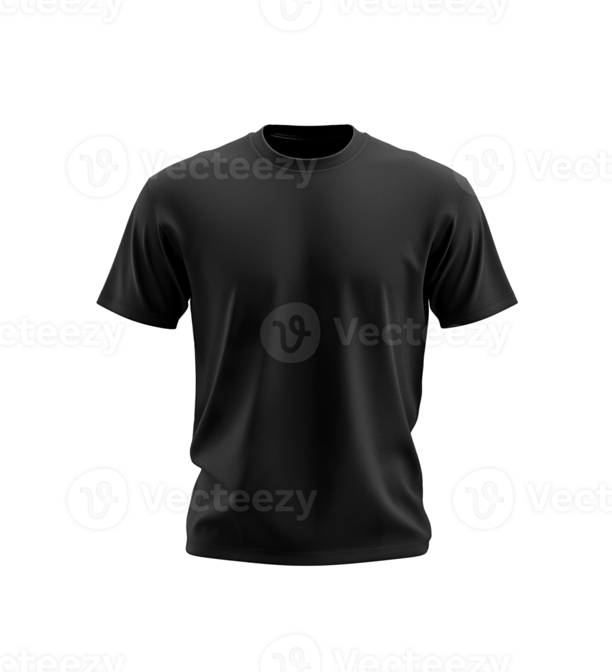 Black large T shirt mockup front transparent background isolated graphic resource. T-shirt Tee branding design png