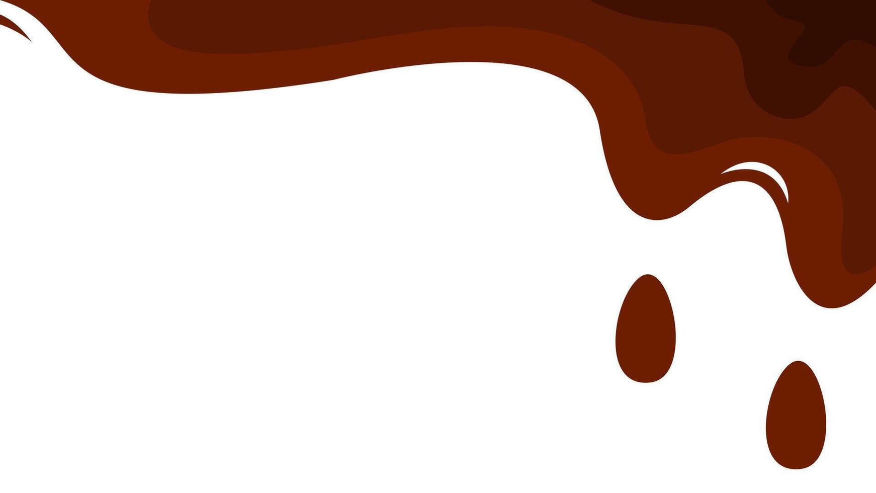 Melted chocolate drip. melted chocolate background. chocolate background for packaging. vector