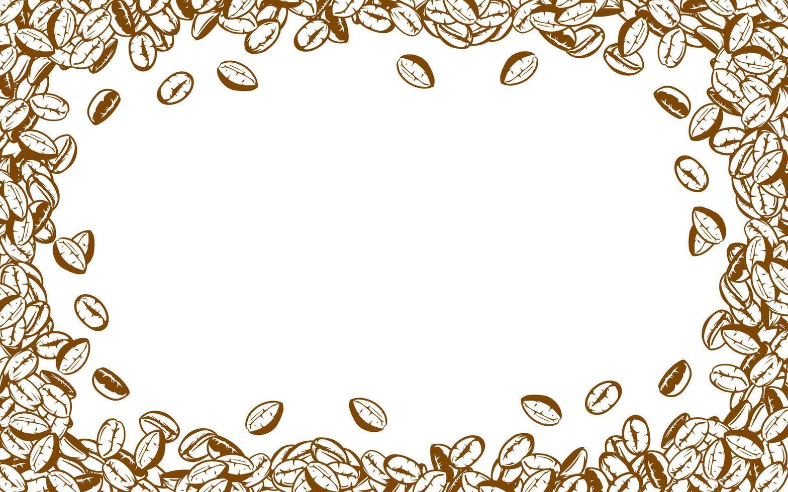 coffee background. Coffee beans in frames, border. Coffee beans background. Coffee Beans Illustration for packaging. vector