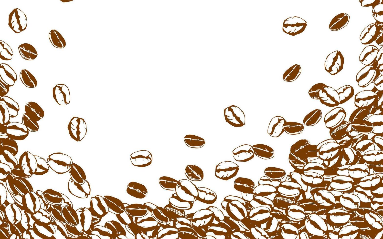 coffee background. Coffee beans in frames, border. Coffee beans background. Coffee Beans Illustration for packaging. vector