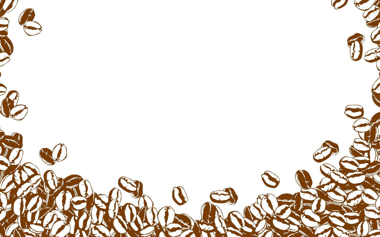 coffee background. Coffee beans in frames, border. Coffee beans background. Coffee Beans Illustration for packaging. vector