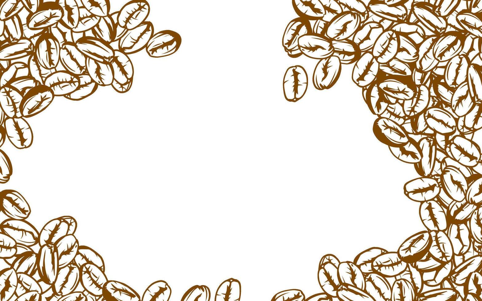 coffee background. Coffee beans in frames, border. Coffee beans background. Coffee Beans Illustration for packaging. vector