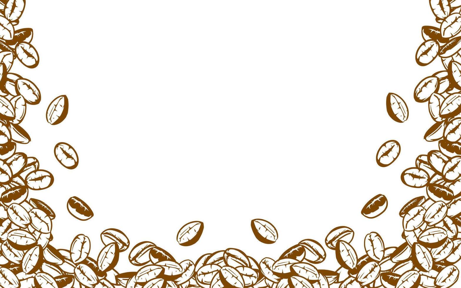 coffee background. Coffee beans in frames, border. Coffee beans background. Coffee Beans Illustration for packaging. vector