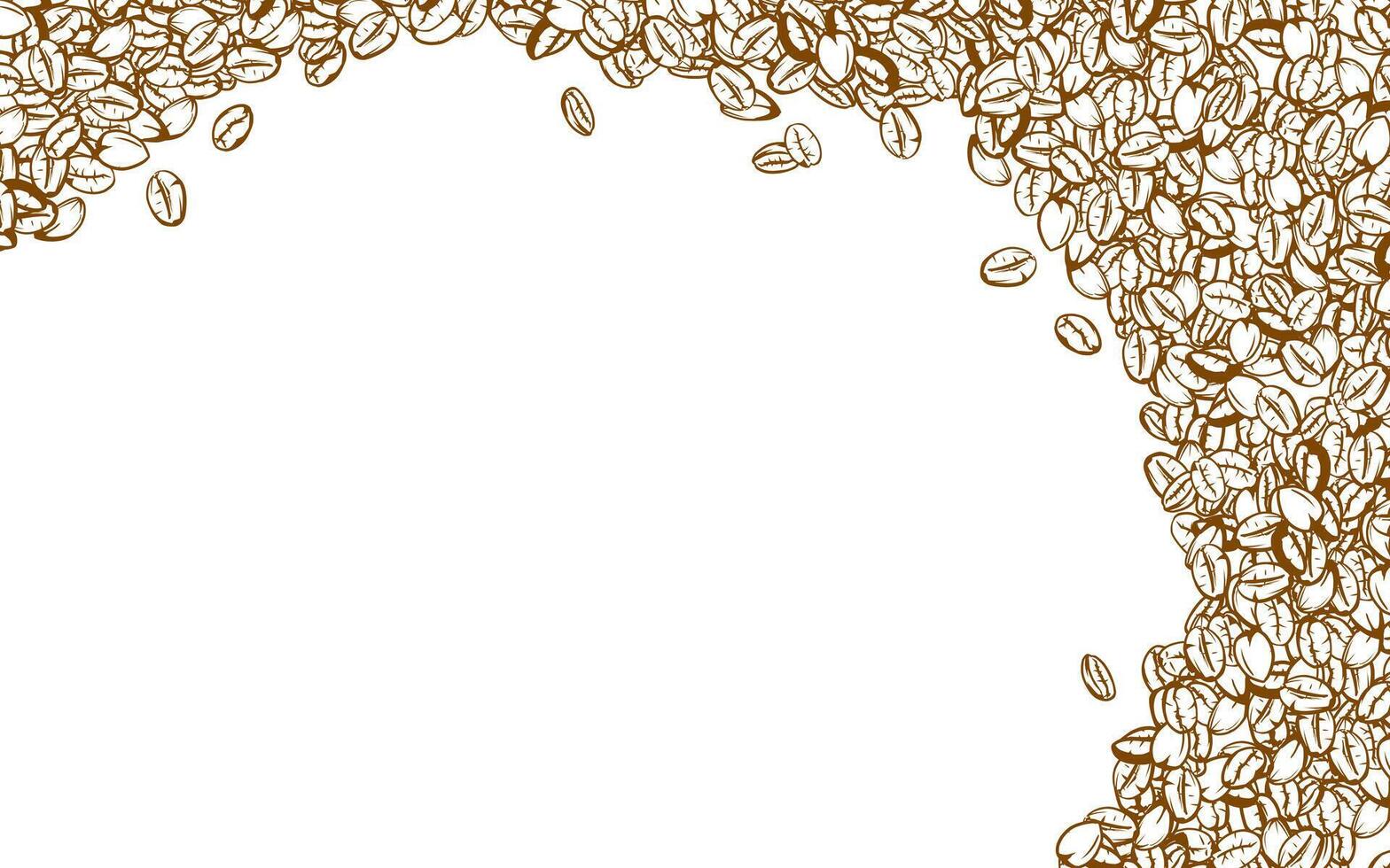 coffee background. Coffee beans in frames, border. Coffee beans background. Coffee Beans Illustration for packaging. vector