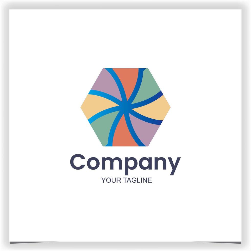 colorful hexagon logo design template vector
