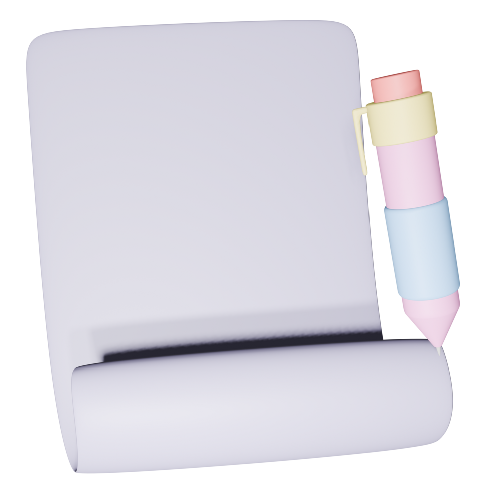 3d stylo et papier png