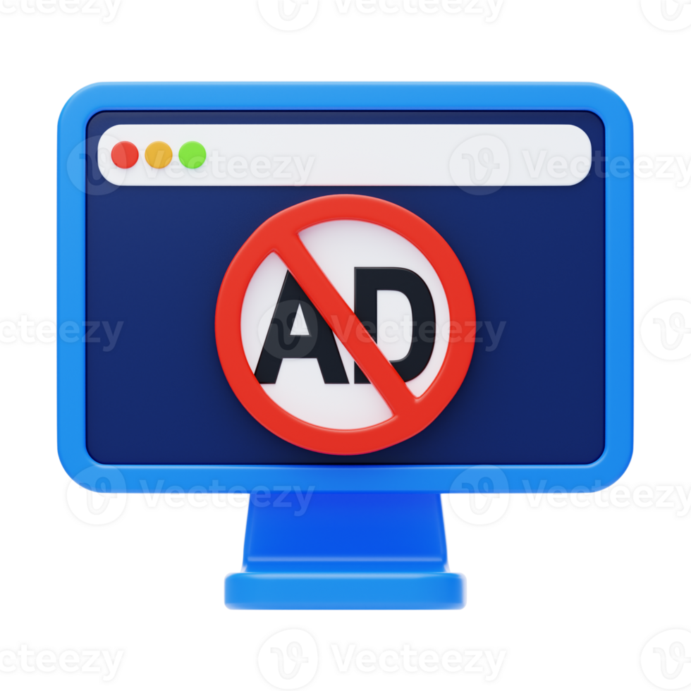 advertentie blocker 3d icoon. advertenties blok 3d icoon png