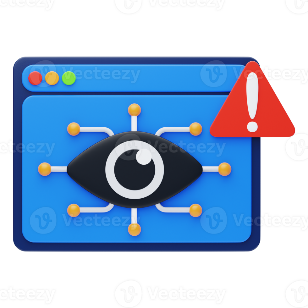 spyware 3d ícone. malware 3d ícone. rede erro digitalização e alerta 3d ícone png