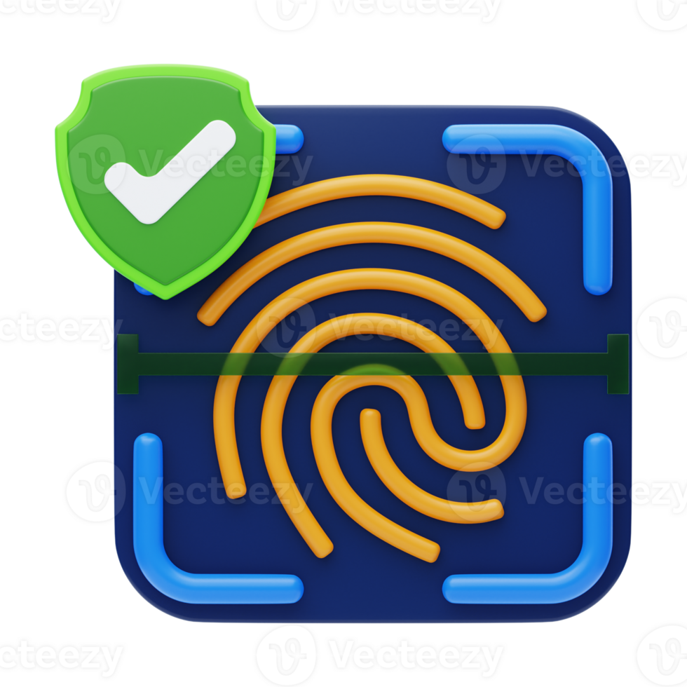 Fingerprint Security 3D Icon. Fingerprint Lock security 3D Icon png