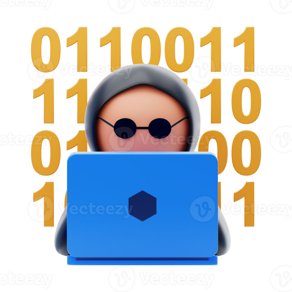 hacker 3d icono. hacker hackear sitio web 3d icono png