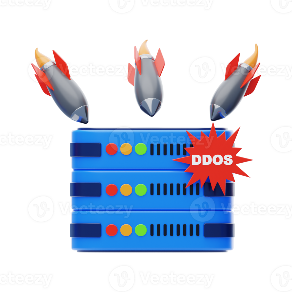 ddos attaque 3d icône. serveur attaqué 3d icône png