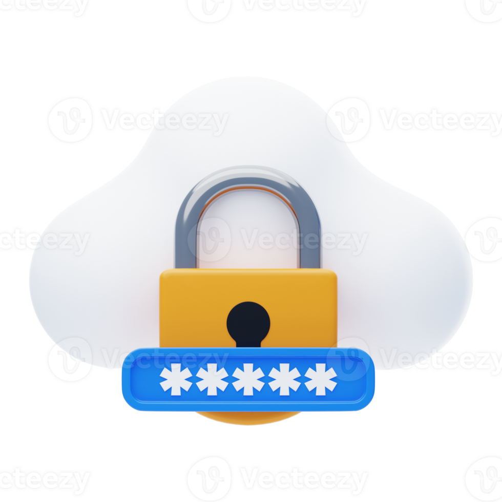 Cloud Access 3D Icon. Cloud Privacy 3D Icon png