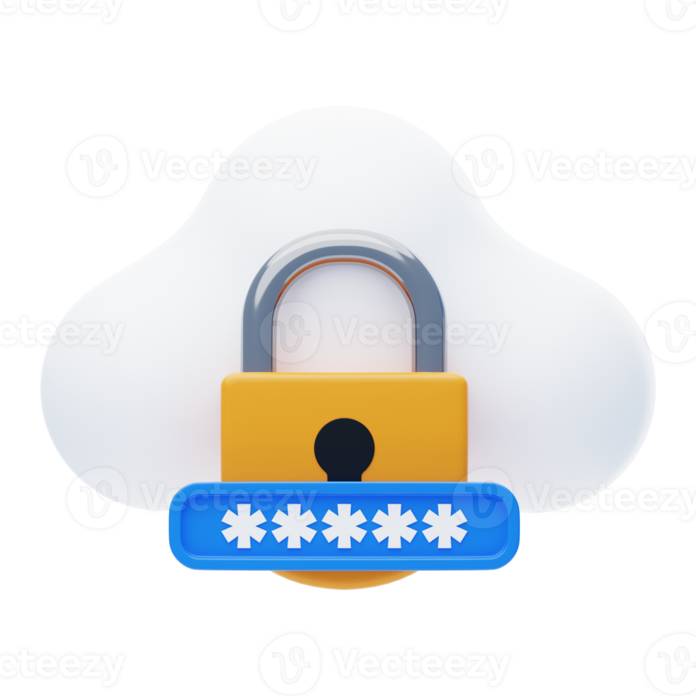 nuvem Acesso 3d ícone. nuvem privacidade 3d ícone png