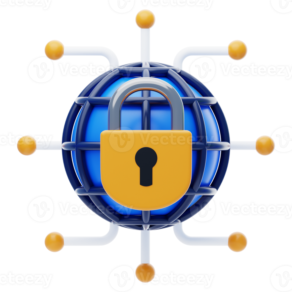 Internet sicurezza 3d icona. Rete sicurezza 3d icona png