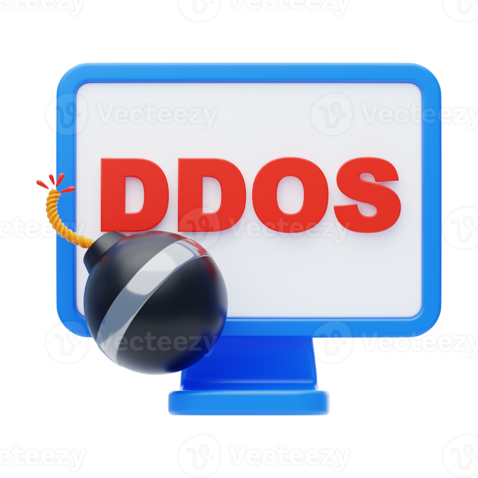 ddos ataque 3d ícone. ddos ataque em computador computador portátil 3d ícone png