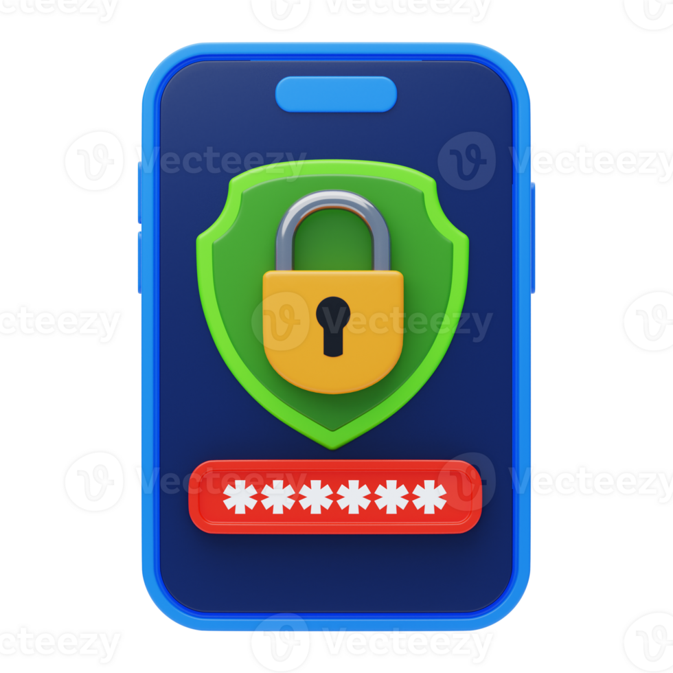 Mobile Security 3D Icon. Mobile Protection 3D Icon png