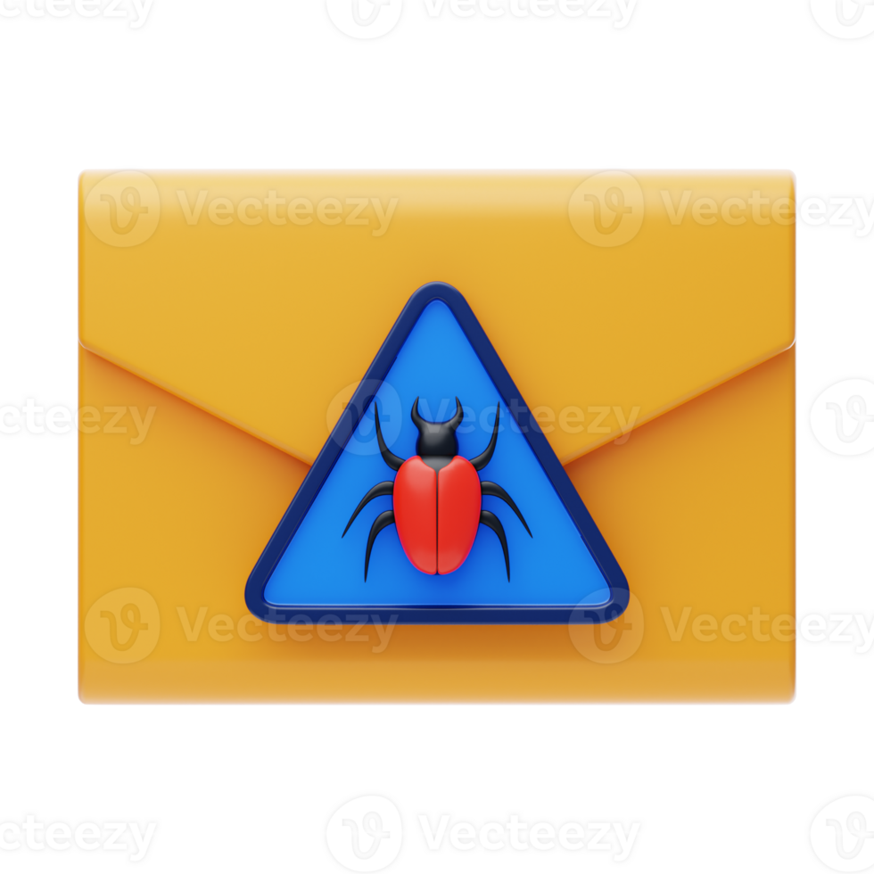 Email virus threat 3d icon. Spam email virus 3d icon png