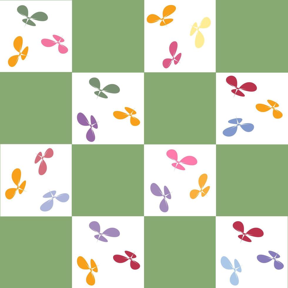 Illustration of a grid pattern of multi-colored flowers, tiles, paper, cloth vector