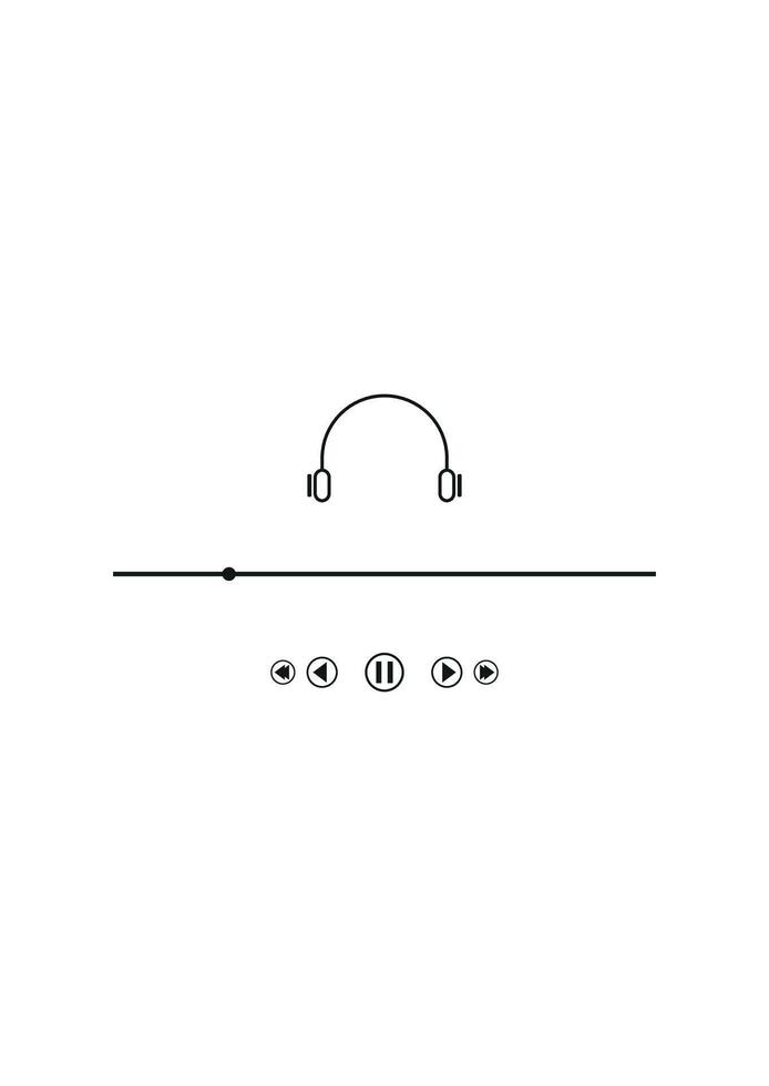 Music player with headphone images. vector