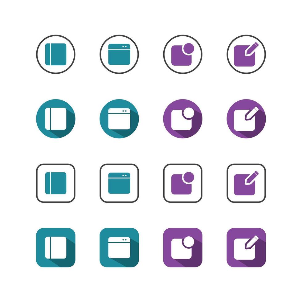 Collection of Icons set, flat colored with shadows. Thin line icons set. Flat illustration vector