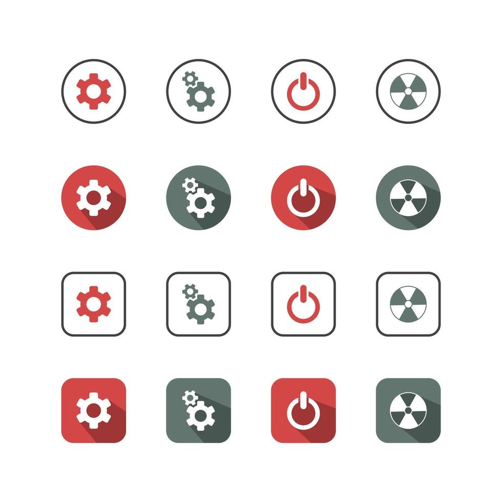 Collection of Icons set, flat colored with shadows. Thin line icons set. Flat illustration vector