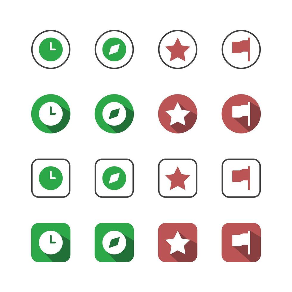 Collection of Icons set, flat colored with shadows. Thin line icons set. Flat illustration vector