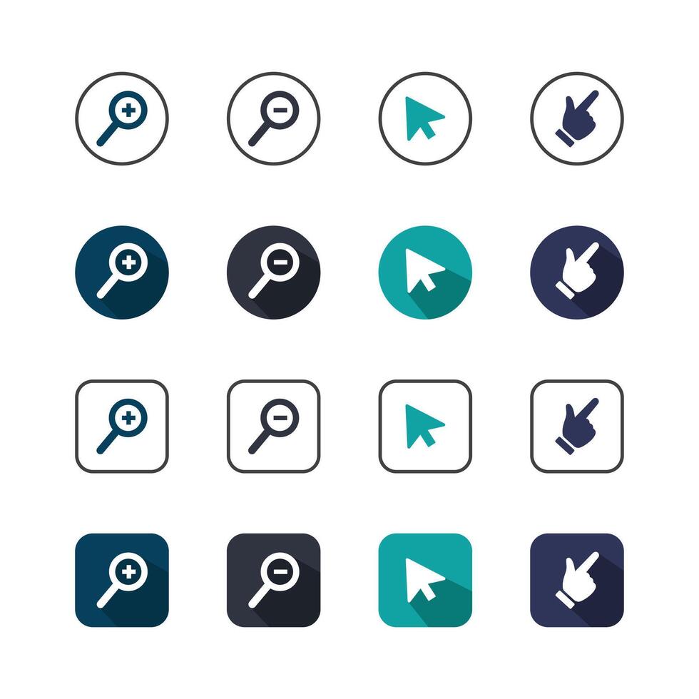 Collection of Icons set, flat colored with shadows. Thin line icons set. Flat illustration vector