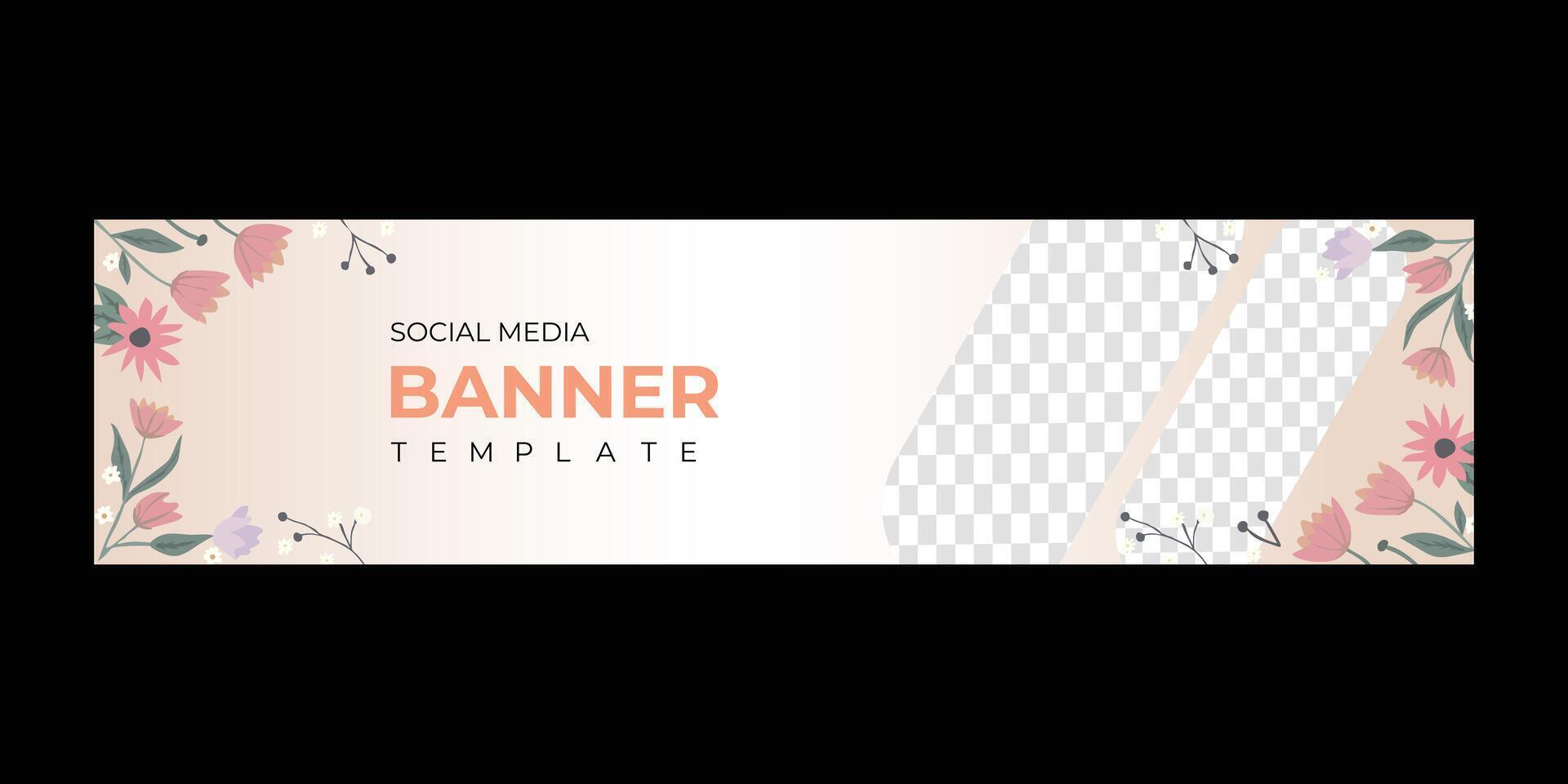 Social media cover banner design with blank image section vector