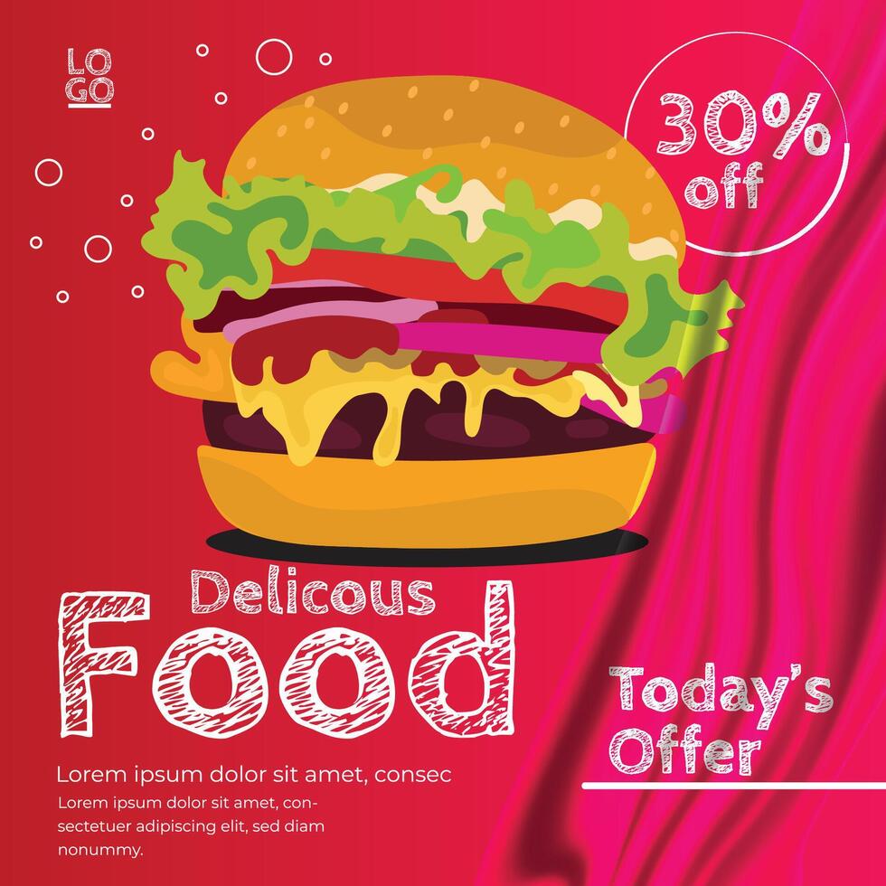 Delicious Fast food social media post template vector