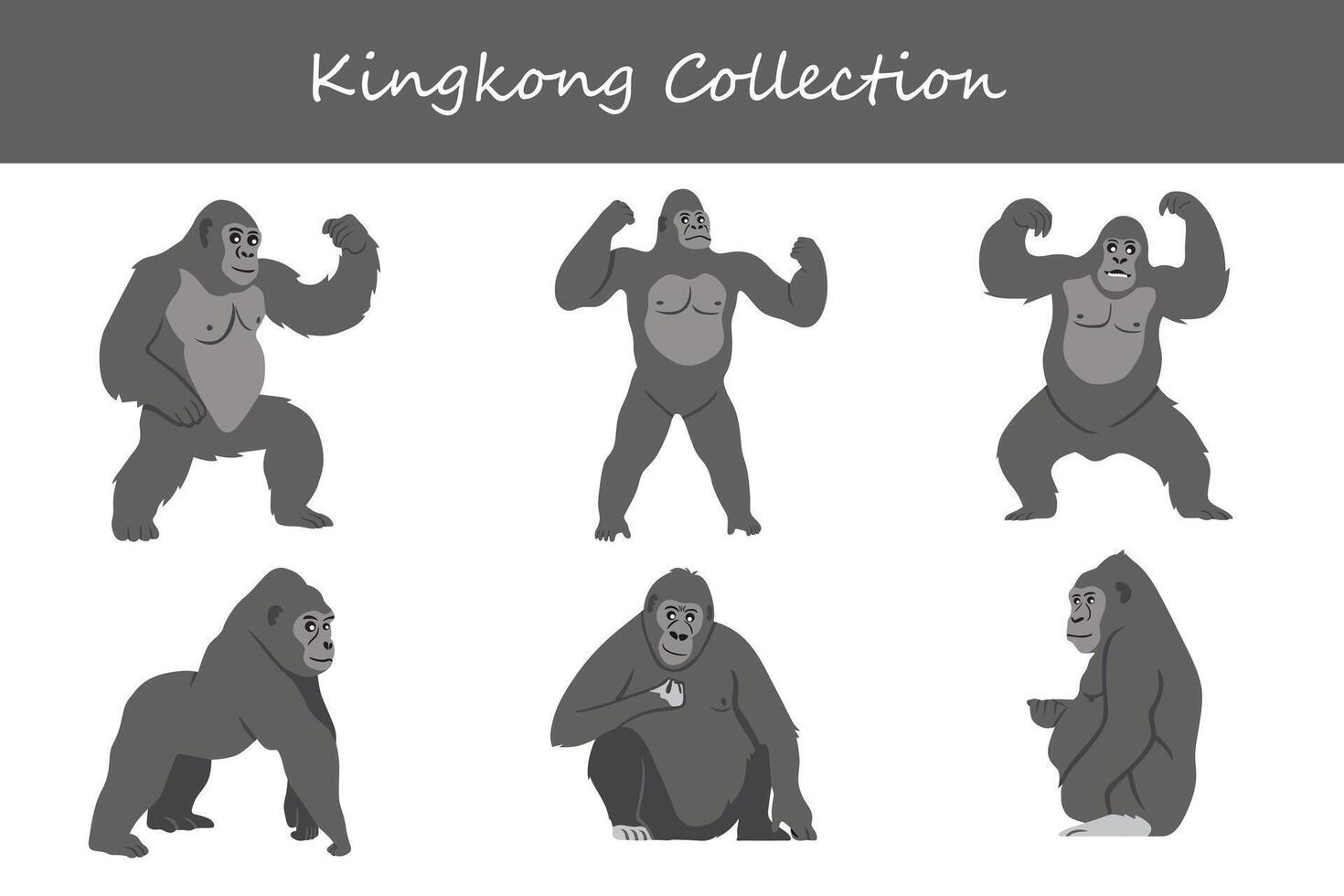 Kingkong collection. Kingkong in different poses. vector