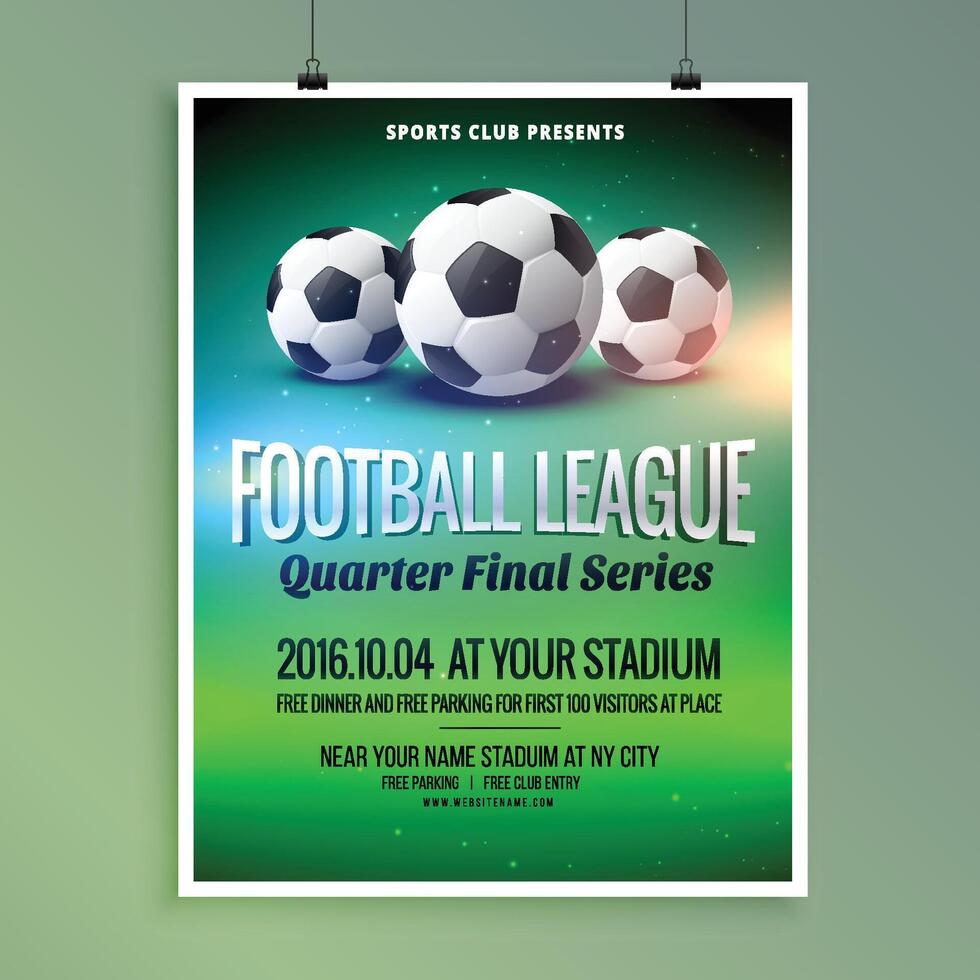 football soccer league event flyer poster design template vector