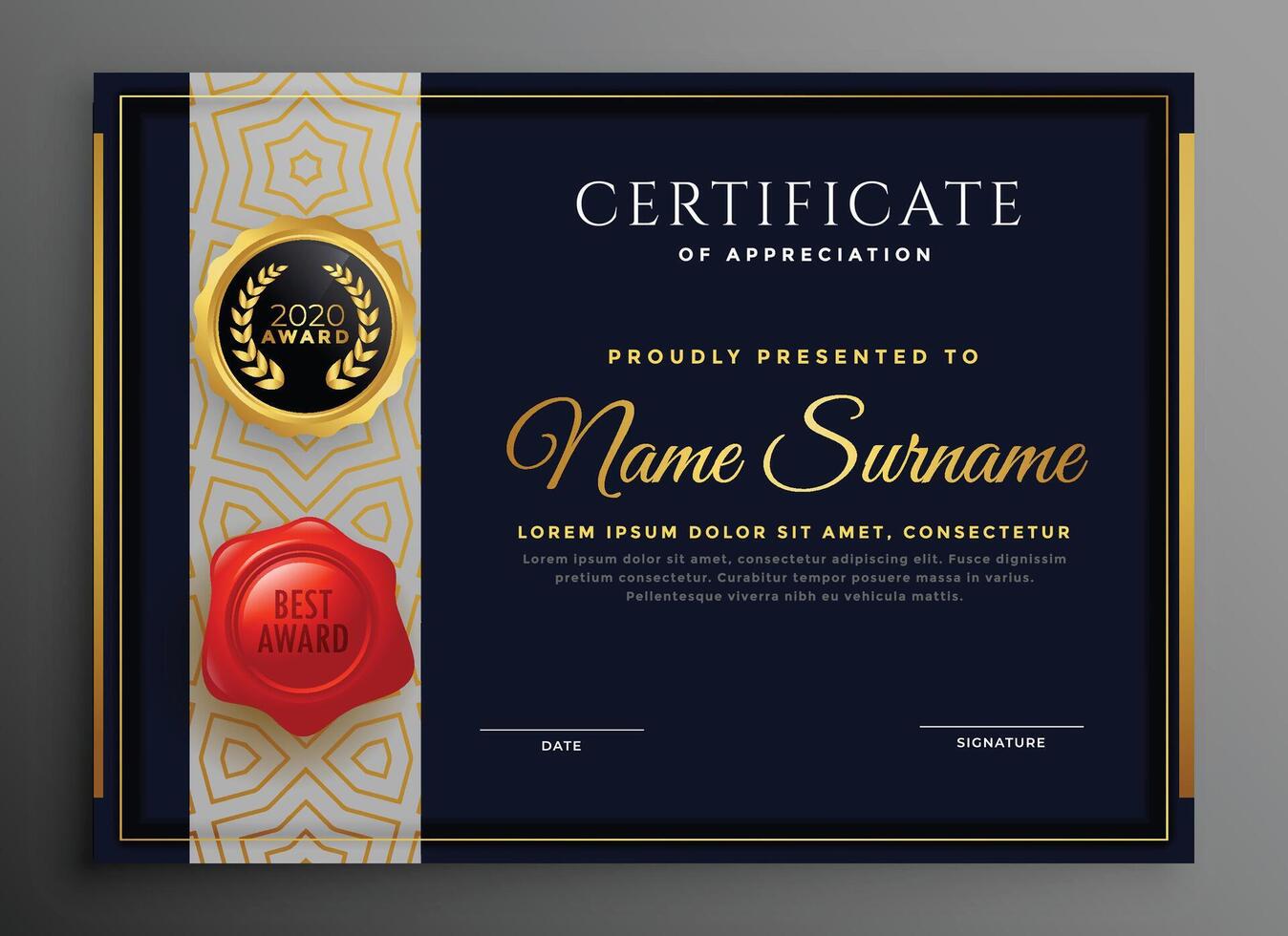 black and gold certificate premium design template vector