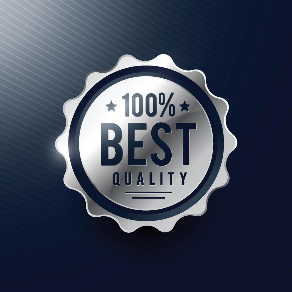 best quality silver badge label design vector