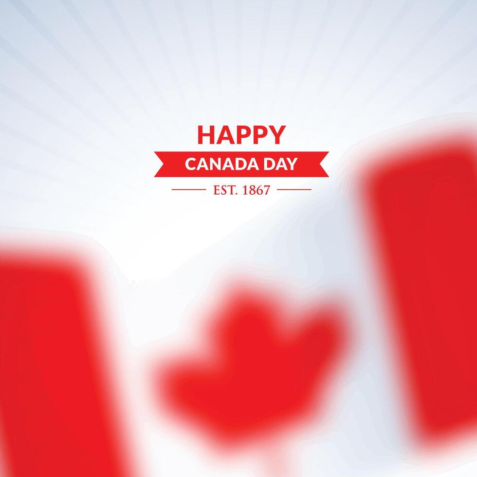 happy canada day background with blurred flag vector