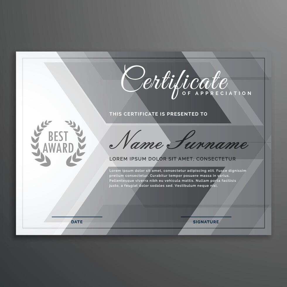 elegante gris certificado diseño diploma modelo vector