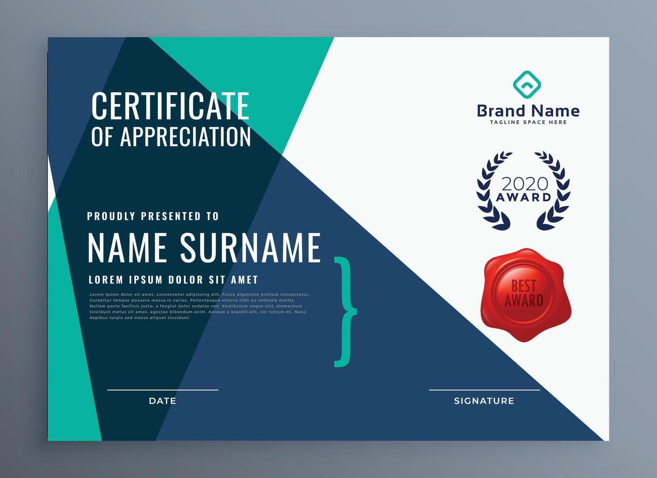 modern certificate of appreciation template vector