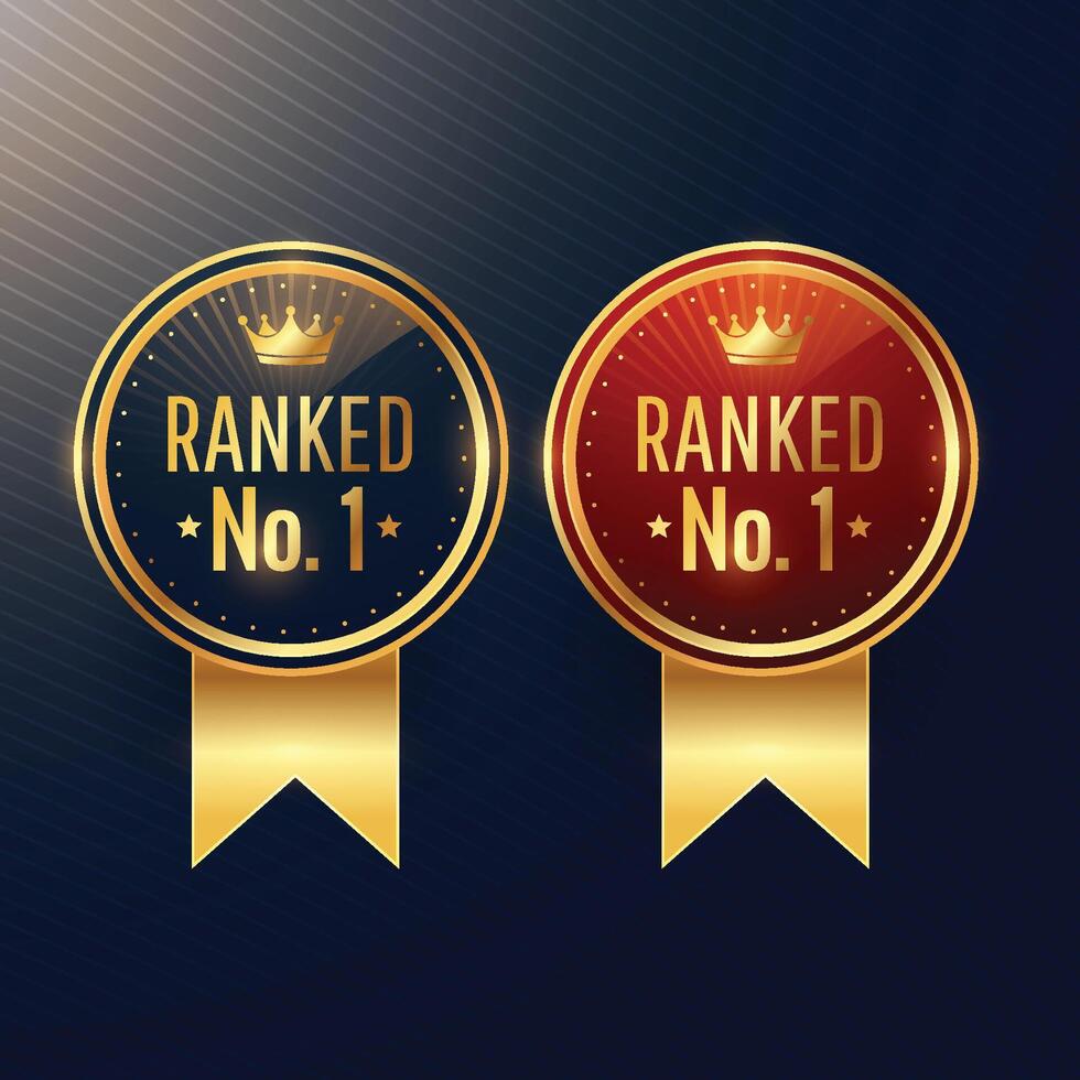 ranked no.1 labels set in two colors vector