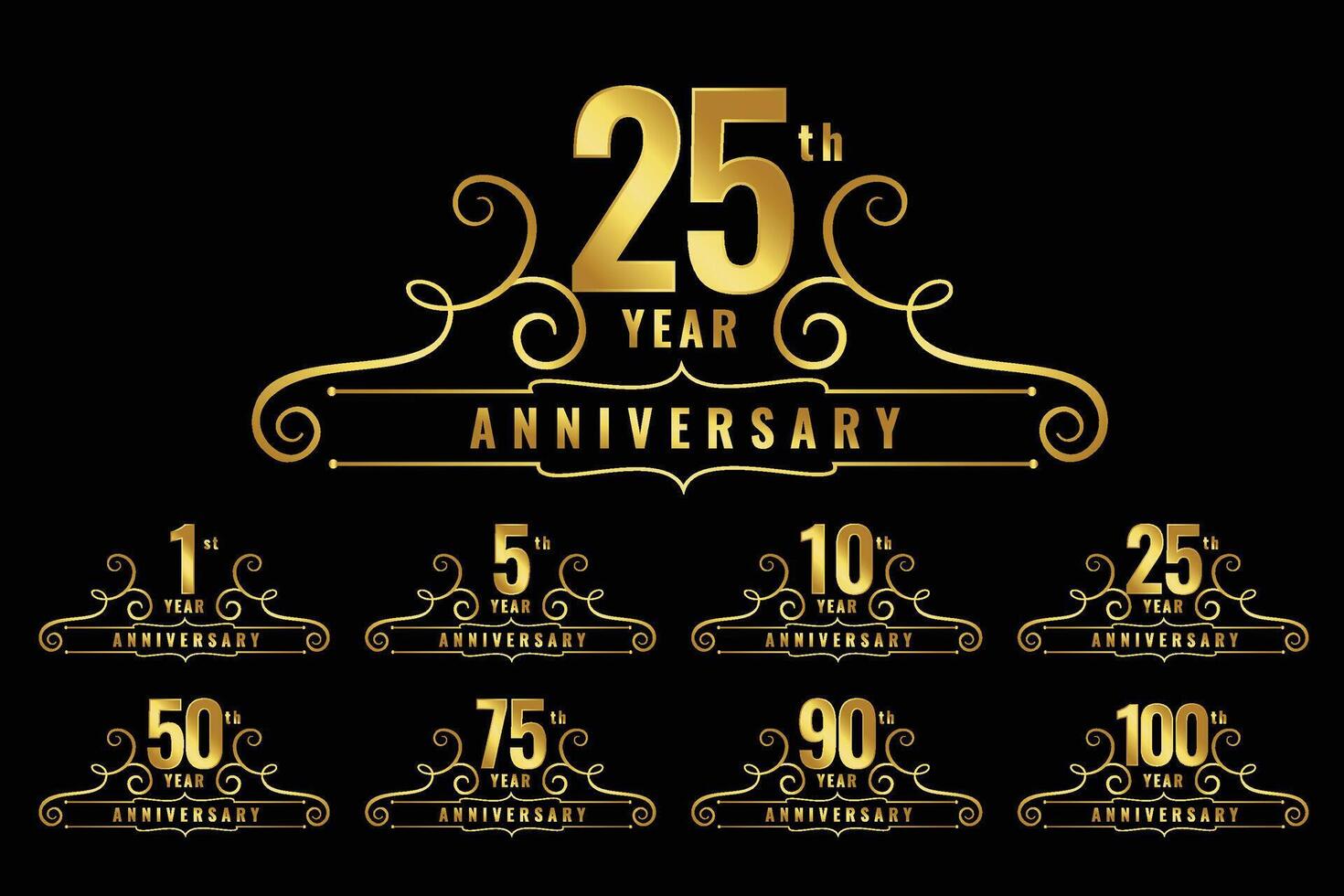 premium anniversary logotype emblem set vector