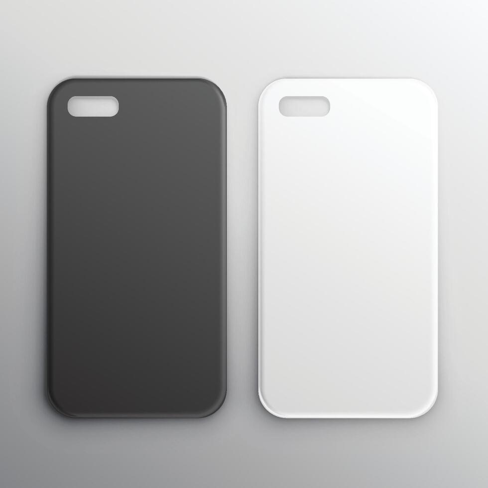 empty black and white smartphone cases set vector