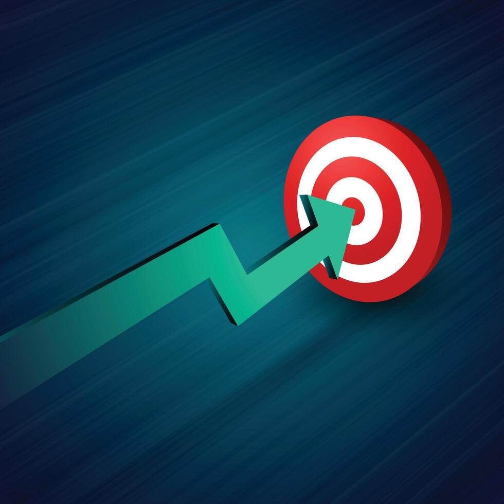 arrow moving towards target business concept background vector