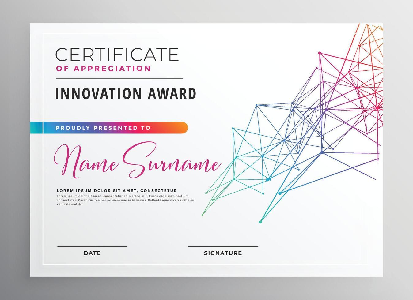 creative colorful certificate template design vector